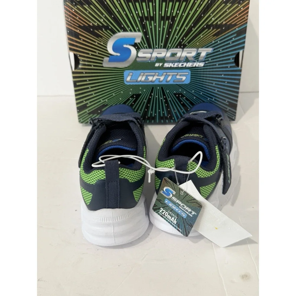 SKECHERS Boys Sport Lights Sneakers Shoes 11 Kids Blue School Fall Walking Run